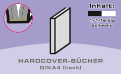 Buch Hardcover mit geradem Rücken, DIN A4 hoch, Umschlag 4/0-farbig CMYK, Inhalt 344 Seiten 1/1-farbig Schwarz