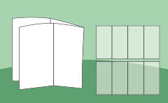 Hochzeitskarte, gefalzt auf DIN A6, vertikaler Doppelparallelfalz, 8-seitig