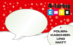 Weihnachtskarten Stanzform Sprechblase mit Mattfolie kaschiert